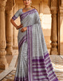 Elaborate Lavender Soft Silk Saree With Exquisite Blouse Piece
