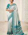 Lassitude Rama Soft Silk Saree With Nebula Blouse Piece