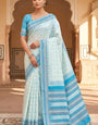 Blooming Sky Soft Silk Saree With Charming Blouse Piece