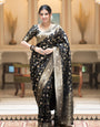 Fairytale Black Soft Silk Saree With Jazzy Blouse Piece