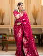 Adoring Dark Pink Soft Silk Saree With Gratifying Blouse Piece