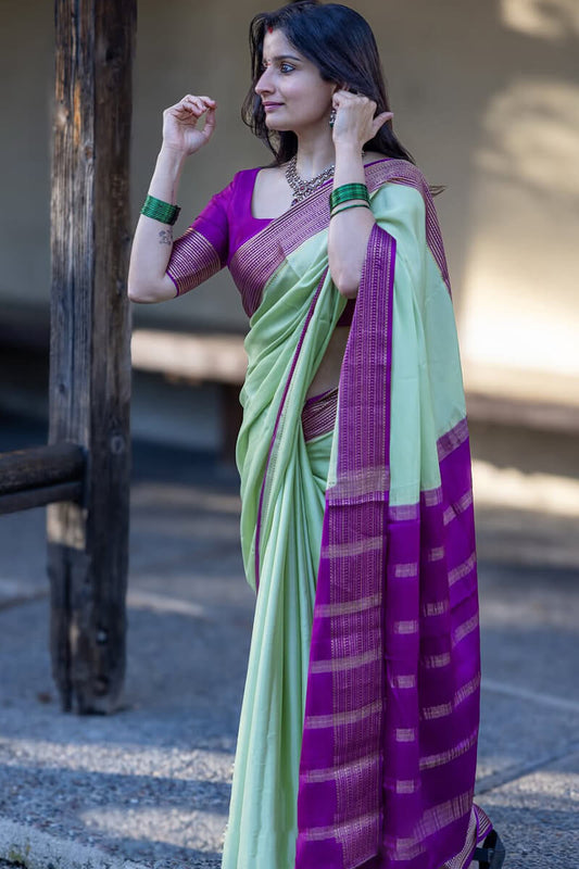 Petrichor Sea Green Soft Silk Saree With Scintilla Blouse Piece
