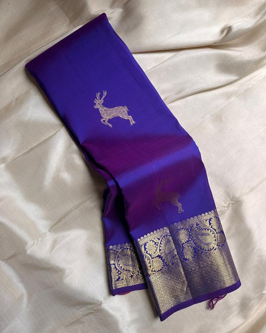 Winsome Royal Blue Soft Banarasi Silk Saree With Vibrant Blouse Piece