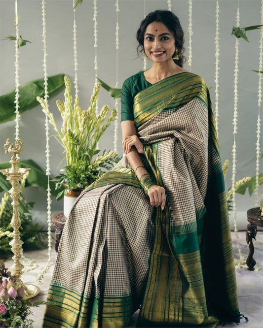 Jazzy Grey Soft Silk Saree With Dulcet Blouse Piece