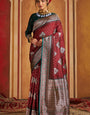 Nebula Maroon Pure Zari Weaving Banarasi Silk Saree With Fugacious Blouse Piece