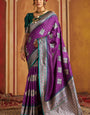 Pulsating Purple Pure Zari Weaving Banarasi Silk Saree With Bucolic Blouse Piece