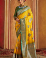 Charismatic Yellow Pure Zari Weaving Banarasi Silk Saree With Ravishing Blouse Piece