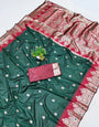 Mellifluous Dark Green Pure Zari Weaving Banarasi Silk Saree With Glittering Blouse Piece