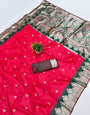 Quixotic Dark Pink Pure Zari Weaving Banarasi Silk Saree With Magnetic Blouse Piece