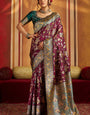 Luxuriant Purple Pure Zari Weaving Banarasi Silk Saree With Alluring Blouse Piece