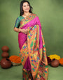 Admirable Magenta Paithani Silk Saree With Imaginative Blouse Piece