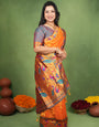 Alluring Orange Paithani Silk Saree With Glowing Blouse Piece