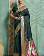 Luminous Dark Green Paithani Silk Saree With Inspiring Blouse Piece