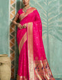 Sempiternal Dark Pink Paithani Silk Saree With Smashing Blouse Piece