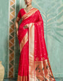 Fantabulous Red Paithani Silk Saree With Flameboyant Blouse Piece