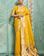 Rhapsody Yellow Paithani Silk Saree With Refreshing Blouse Piece