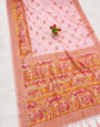Fugacious Pink Pashmina Silk Saree With Lustrous Blouse Piece
