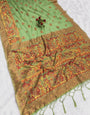 Fancifull Pista Pashmina Silk Saree With Wonderful Blouse Piece