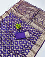 Fairytale Purple Pure Zari Weaving Banarasi Silk Saree With Rhapsodic Blouse Piece