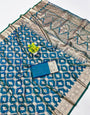 Surpassing Rama Pure Zari Weaving Banarasi Silk Saree With Most Stunning Blouse Piece