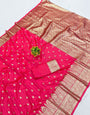 Prodigal Dark Pink Pure Zari Weaving Banarasi Silk Saree With Flamboyant Blouse Piece