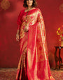 Charming Dark Pink Kanjivaram Silk Saree With Gratifying Blouse Piece