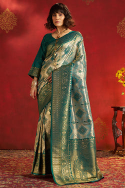 Excellent Green Kanjivaram Silk Saree With Chatoyant Blouse Piece