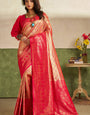 Smashing Dark Pink Kanjivaram Silk Saree With Appealing Blouse Piece