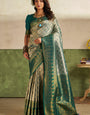 Embellished Green Kanjivaram Silk Saree With Super classy Blouse Piece