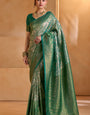 Marvellous Green Kanjivaram Silk Saree With Jubilant Blouse Piece