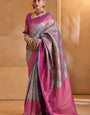 Hypnotic Rama Kanjivaram Silk Saree With Petrichor Blouse Piece