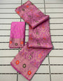 Incomparable Pink Soft Banarasi Silk Saree With Vivacious Blouse Piece