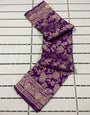 Quintessential Purple Soft Banarasi Silk Saree With Amazing Blouse Piece