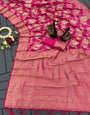 Scintilla Dark Pink Soft Banarasi Silk Saree With Invaluable Blouse Piece