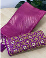 Smashing Purple Kanjivaram Silk Saree With Two Skinny Blouse Piece