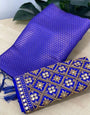 Snazzy Royal Blue Kanjivaram Silk Saree With Two Impressive Blouse Piece