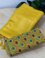 Snappy Yellow Kanjivaram Silk Saree With Two Mellifluous Blouse Piece