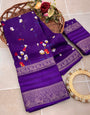 Flattering Purple Digital Printed Dola Silk Saree With Pleasant Blouse Piece