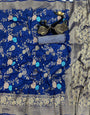 Snazzy Blue Soft Banarasi Silk Saree With Symmetrical Blouse Piece