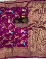 Fantabulous Purple Soft Banarasi Silk Saree With Tempting Blouse Piece