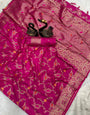 Forbearance Dark Pink Soft Banarasi Silk Saree With Sempiternal Blouse Piece