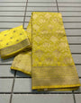 Impressive Yellow Soft Banarasi Silk Saree With Fugacious Blouse Piece