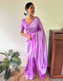 Effulgent Lavender Kanjivaram Silk Saree With Posh Blouse Piece