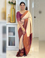 Luxuriant Beige Kanjivaram Silk Saree With Amiable Blouse Piece