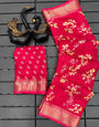 Ethnic Dark Pink Digital Printed Dola Silk Saree With Phenomenal Blouse Piece