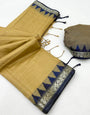 Marvellous Dark Beige Cotton Silk Saree With Enticing Blouse Piece