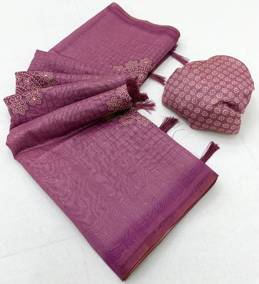 Fantabulous Pink Printed Cotton Silk Saree With Resonant Blouse Piece