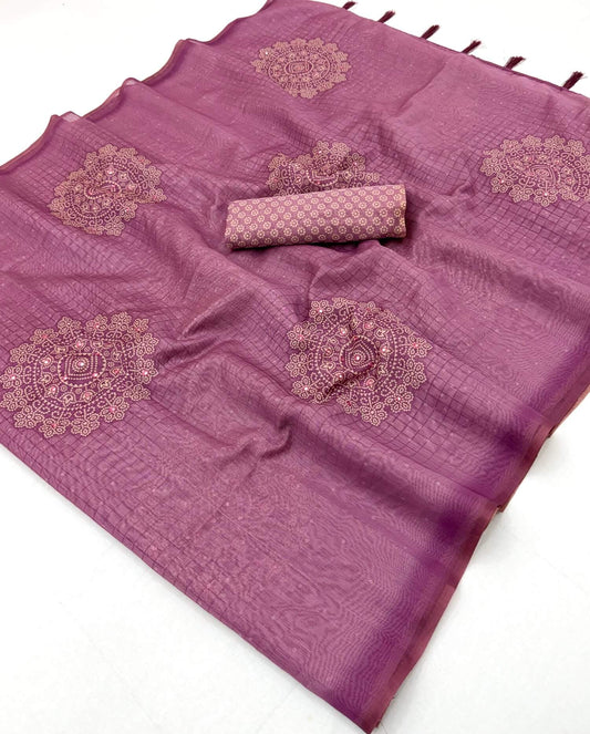 Fantabulous Pink Printed Cotton Silk Saree With Resonant Blouse Piece