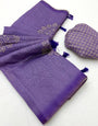Majestic Lavender Printed Cotton Silk Saree With Dissemble Blouse Piece