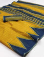 Glorious Yellow Printed Cotton Silk Saree With Exuberant Blouse Piece